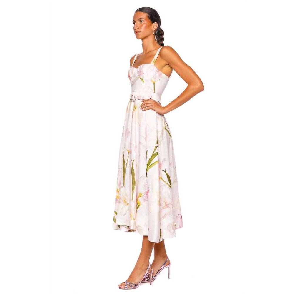 NEW CARA CARA calypso floral bustier linen midi dress in lillian blush - Picture 4 of 4